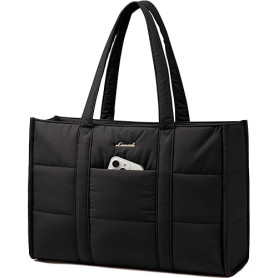 LOVEVOOK Sac Cabas Femme, Puffer Sac a Main Sacs Ordinateur Grand, Sac de Cours Sac Fourre Tout pour Les Cours Lycee Travail Uni