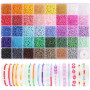 Funtopia 9600 Pièces 39 Couleurs Perles de Rocaille 3mm, 5 Types de Perles pour Enfiler des Bracelets, Perle pour Bracelet Adult