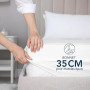 Dreamzie Drap Housse 140x190/200 Bonnet 35 cm pour Matelas Épais - 100% Microfibre - Blanc cassé, Certifié sans Produits Chimiqu