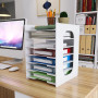 PUNCIA 7 Niveaux Organiseur de Bureau Banette Trieur Bac à Courrier Module de Rangement Organisateur de Papier Casier A4 Plateau
