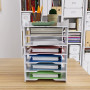 PUNCIA 7 Niveaux Organiseur de Bureau Banette Trieur Bac à Courrier Module de Rangement Organisateur de Papier Casier A4 Plateau