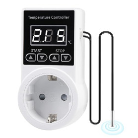 Vaileal 1 prise thermostatique numérique, régulateur de température avec sonde, régulateur de thermostat numérique avec écran LC