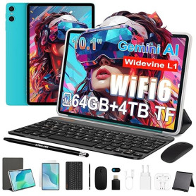 TECLAST P33 Tablette 10 Pouces Gemini AI, Android Tablette Tactile avec 10 Accessoires, 64GB+4TB TF, 2GHz Octa-Core, Widevine L1