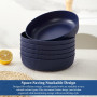 HOMQUEN Bols à Pâtes Ensemble de 6, Assiettes Creuses, Bols à Salade de 1100 ml Bols à Soupe Bleu, Grands Bols de Service Pour P