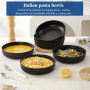 HOMQUEN Bols à Pâtes Ensemble de 6, Assiettes Creuses, Bols à Salade de 1100 ml Bols à Soupe Noir, Grands Bols de Service Pour P