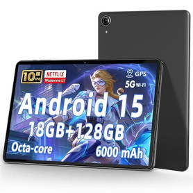 Aobante Tablette 10 Pouces Android 15: 18 Go de RAM + 128 Go de ROM (Extensible jusqu'à 1 to), processeur Octa-Core, écran HD IP
