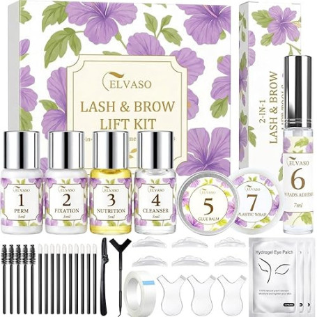 Brow Lift Kit Sourcil, 2-en-1 Kit Rehaussement de Cils et – Trousse Professionnelle pour des Cils Recourbés et des Sourcils plus