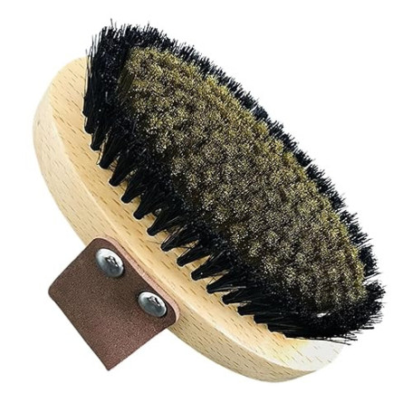 GREATRICH Brosse de Drainage Lymphatique avec fils de Cuivre fins, Brossage a Sec Drainage Lymphatique en Bois avec Poils Nature