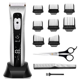 Tondeuse Cheveux Hommes sans Fil Professionnelle Tondeuse à Cheveux Électrique Lame en Céramique et Titane Réglable avec 8 Sabot