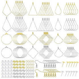TOAOB 392pcs Crochets de Boucles D'oreilles Kit de Loisirs Créatifs de 6 Style Boucles d'oreilles Pendentif Or Argent en Métal a