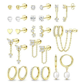 Adramata Boucles d'Oreilles Femme Or Argent Hypoallergéniques Boucles d'Oreilles Femme Acier Inoxydable Boucle d'Oreille Pendant