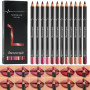 LOPHE 12 Couleurs Lipliner Crayon Set,Nude Crayons à Lèvres,Crayon à Lèvres Onctueux et Crémeux,Imperméable à l'Eau Lèvres Maqui