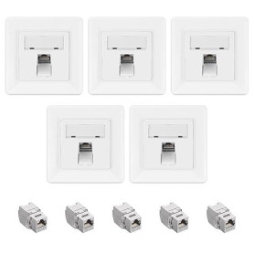 kwmobile 5x Module Keystone Cat 6A - Lot 5x Connecteur Module de Brassage Prise Murale - Branchement Câble RJ45 avec Raccord Bli
