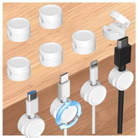 Rliocvhe 10 Pièces Magnetique Clips Câble, Supports de Câbles Totatifs à 360° Organisateur de Charge, Range Cable Bureau Managem