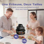 ADIVO Friteuse à Air fryer Verre 4L/1.5L,1500W Bol en Verre Visuel,Double Capacité,4 Modes de Cuisson,Sans Huile & Sans Revêteme
