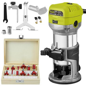 DEWINNER Affleureuse Défonceuse Trimmer Router Fraiseuse Électrique Outil à Bois 710W, 6 Vitesses Variables, 3 fixtures (1/4 Pou