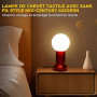 Lampe de Chevet Tactile, Lampe de Chevet Chambre, Lampe Chambre de Style Mid-Century Modern avec Globe et Base Métallique Rouge,