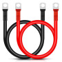 Lpluziyyds Lot de 2 câbles onduleurs de batterie 3 AWG/25 mm² 100 cm 12 V rouge et noir avec bornes à anneau M10 pour camion, mo