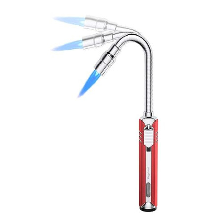 Megainvo Chalumeau Allume-Gaz Long Flexible Coupe-Vent pour Barbecue, Gazinière, Bougie et Cheminée (Non Inclut Gaz)
