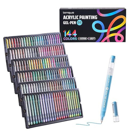 languo Stylos à encre gel acrylique pour coloriage - 144 couleurs