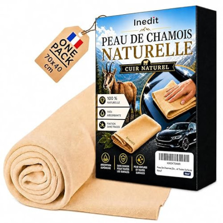 Peau De Chamois [Société Française] Modèle Medium (70 x 40 cm) Peau de Chamois 100% Naturelle Professionnelle – Cuir Ultra Absor