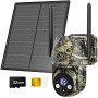 DFGRD 4G LTE Caméra Surveillance Extérieure sans Fil, 2K Cellulaire Caméra de Chasse Solaire avec Carte SIM, Batterie 10400mAh P