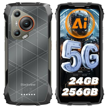Blackview BL7000 AI Telephone Portable Incassable Android 15 Téléphone Incassable, 256Go+24Go/2To TF, 5G Ruggedisé Débloqué 6,78