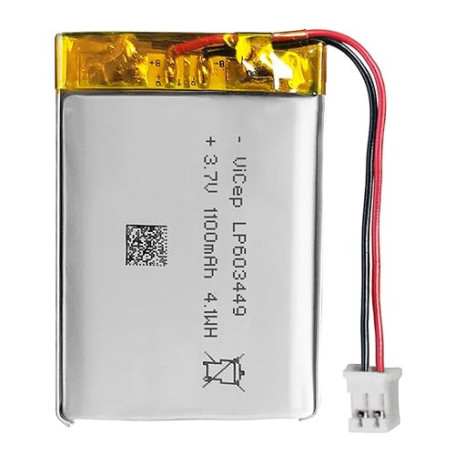 ViCep Batterie au Lithium polymère 3,7V 1100mAh 603449 Batterie Lipo Rechargeable 3,7V connecteur JST pour Haut-Parleur Bluetoot
