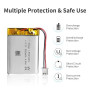 ViCep Batterie au Lithium polymère 3,7V 1100mAh 603449 Batterie Lipo Rechargeable 3,7V connecteur JST pour Haut-Parleur Bluetoot