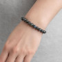 Bracelet chakra unique en labradorite avec des perles en pierre naturelle bleu-gris de 8 mm, fabriqué à la main pour femmes, hom