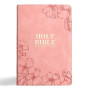 KJV Sainte Bible, impression géante avec références croisées, toucher cuir rose doux avec motif floral, index du pouce, marqueur