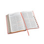 KJV Sainte Bible, impression géante avec références croisées, toucher cuir rose doux avec motif floral, index du pouce, marqueur