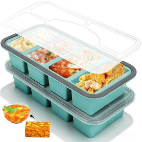 Niuny Moule a Soupe Congelation 2Pcs Moule Soupe Congélateur Plateau de Congélation en Silicone Avec Couvercles Bac à Bouillon S