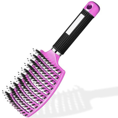 Brosse à Cheveux Magique - Démêlante Instantanée - Poils de Sanglier & Nylon - Anti-Casse & Anti-Statique - Pour Cheveux Bouclés