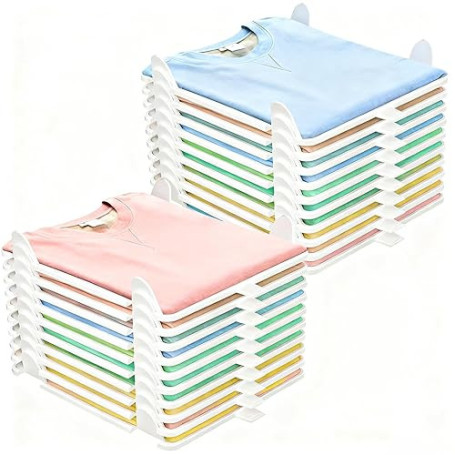 Suprbee 20Pcs Organisateur Armoire, Organisateur Vêtement Rangement Dressing Empilable pour Adultes & Enfants, Organisateur Vête
