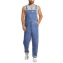 HISEA Salopette à bretelles en denim pour homme, bleu jean, tendance, décontracté, coupe décontractée, vêtements de travail util