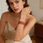 FOSLXIN Bracelet Fleurs Femme Dorées, Bracelets à Manchette Bracelet Ouvert en Or, Acier Inoxydable Parure Bijoux Ensemble Fleur