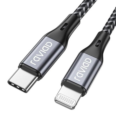 RAVIAD Câble USB C vers Lightning 1M [MFi Certifié] Câble USB C Lightning Charge Rapide Power Delivery Compatible avec iPhone 14