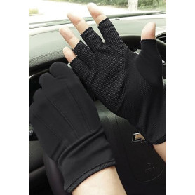 XGOPTS Gants de Protection Solaire Anti-UV Été Mitaines de Conduite Antidérapants Gants à Demi-Doigts en Coton Respirant Mince M