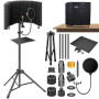 Dmsky Bouclier d'isolation de microphone avec filtre anti-pop et trépied, pliable, avec triple isolation sonore, haute densité,