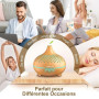ZOVHYYA Diffuseur Huiles Essentielles 500ML Diffuseur Arômes Humidificateurs Diffuseur 14 LED avec Télécommande 3 Minuterie et A