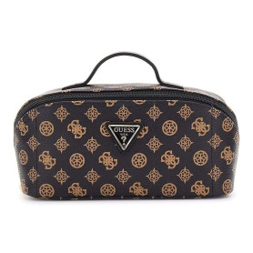 GUESS Trousse de Toilette Wilder Cosmetic Travel Bag Brown Marron foncé