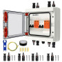 Boîtier de Jonction Photovoltaïque avec Parasurtenseur et Disjoncteur DC 500V 40A IP65 2Entrées / 2Sorties – Protection Contre l