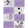 Machine à coudre portable avec 2 vitesses et 12 points. Comprend une pédale, un kit de couture, une lumière de travail et un cou
