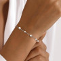 LOLIAS Bracelet Perles Femme Coeur Bracelet Or/Argent Femme Acier Inoxydable Bracelet Perle pour Femme Ado Fille Bijoux Cadeau F