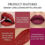 MTUVKGT Lot de 6 Brillants à Lèvres Mat, Ensemble de Rouge à Lèvres Liquide Nude Longue Durée, Ensembles de Rouge à Lèvres non C