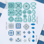 ORIGACH Lot de 17 emporte-pièces en argile polymère avec carreaux portugais Peranakan, cadre de fleurs méditerranéennes et motif