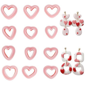 SUNNYCLUE 1 boîte de 12 emporte Pièces en Forme de Cœur pour Boucles d'oreilles 12 Styles pour la Saint Valentin en Argile Polym