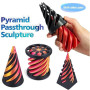 3PCS Impossible Cone, 3D Imprimé Spiral Cone Fidget Toy, Impossible Pyramid passthrough Sculpture, Jouet de Cône en Spirale, Str