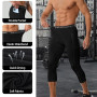 NuCamper 3/4 Legging de Compression pour Homme, 3/4 Collant Compression Homme Legging Collant à Séchage Rapide Pantalon de Couch